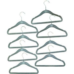8 Huggable Hangers Child Size Gray Non-Slip Silver Metal Space Saving